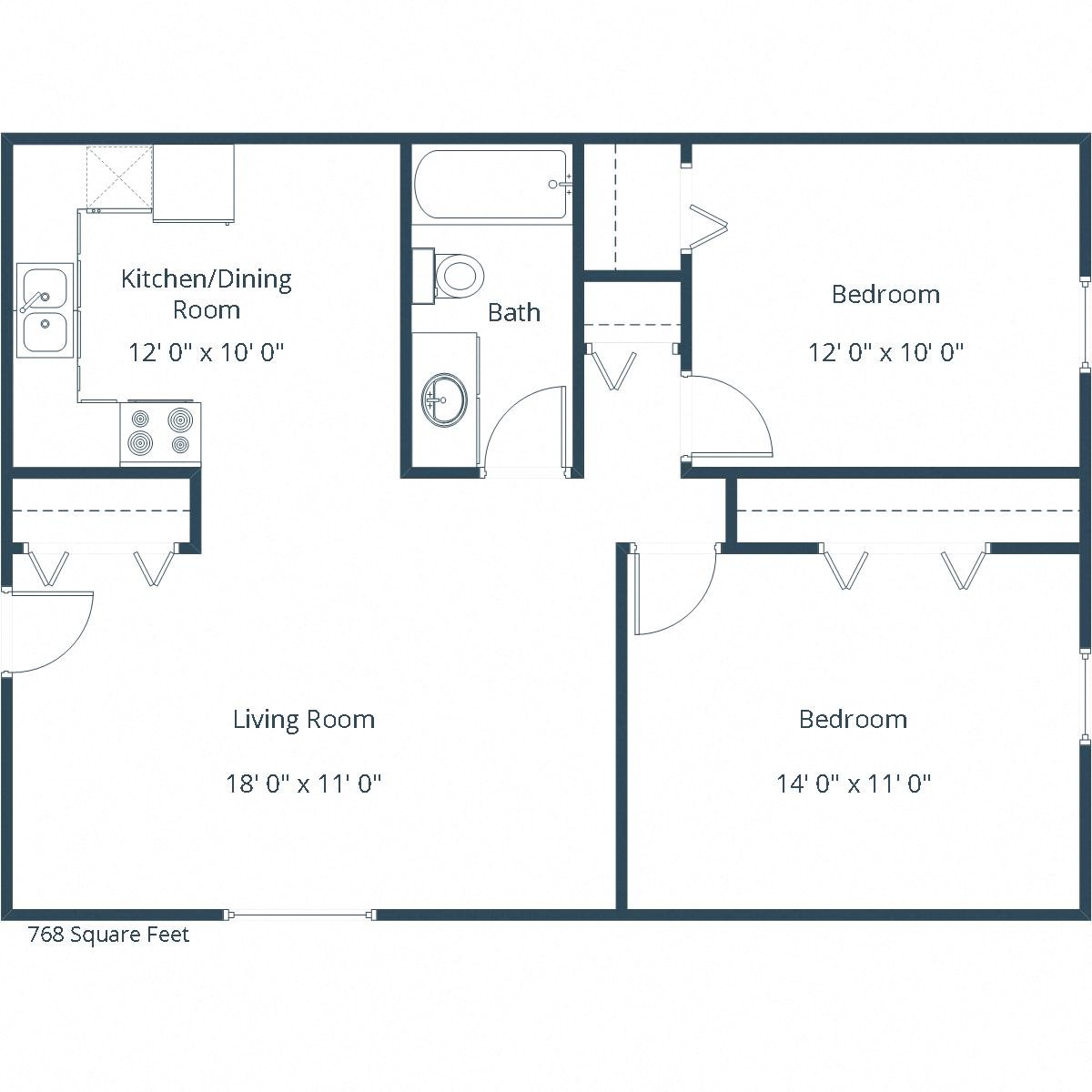 Brentwood II Apartments | Two Bedroom Floor Plan Brentwood II Apartments | Two Bedroom Floor Plan